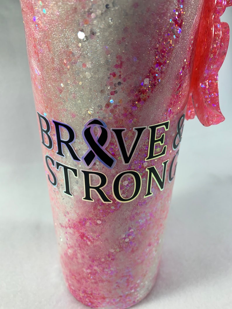 Awareness Personalized Glittered Tumbler With Straw Topper and Key ...