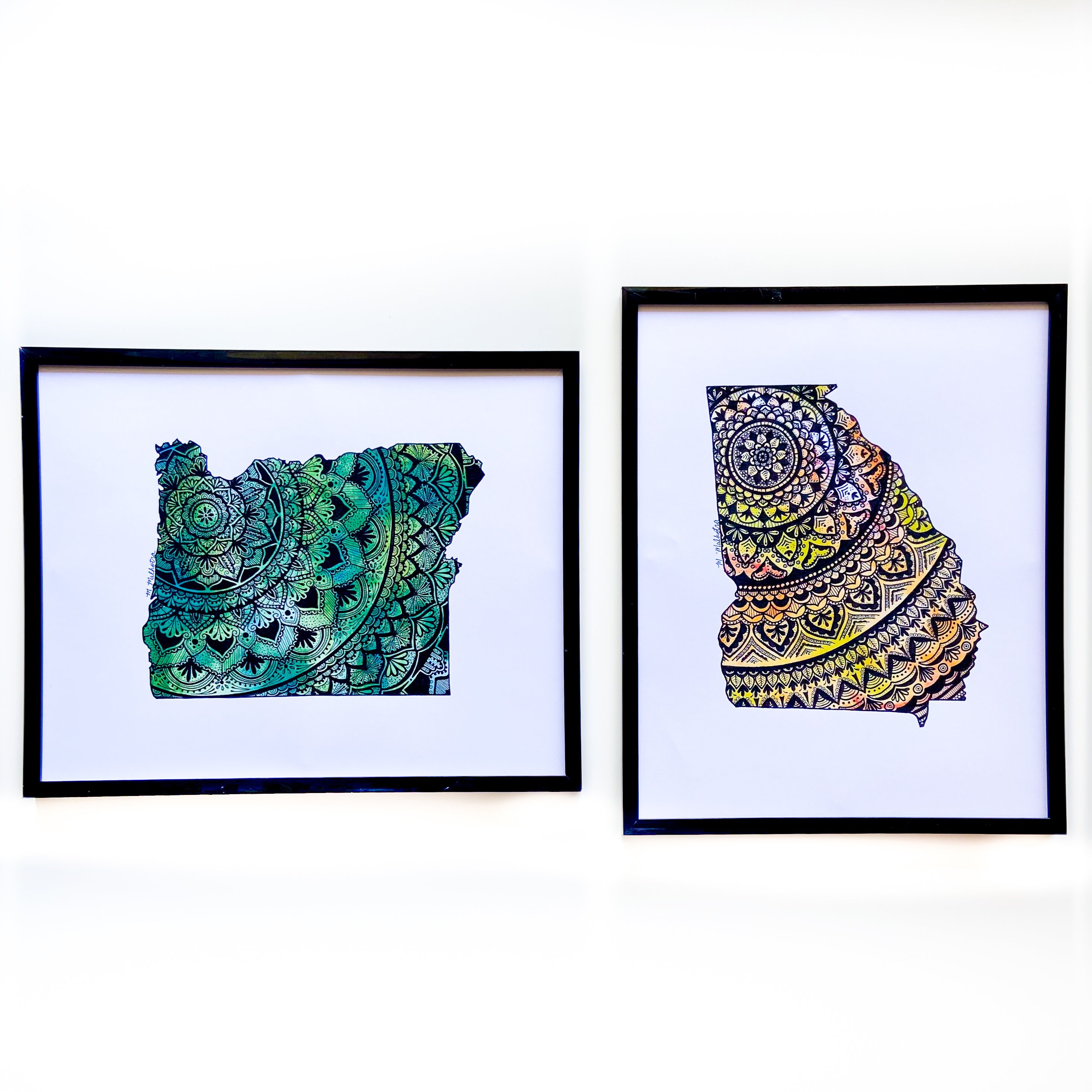 State Wall Art Set of 2 Art Print Bundle State Prints Etsy