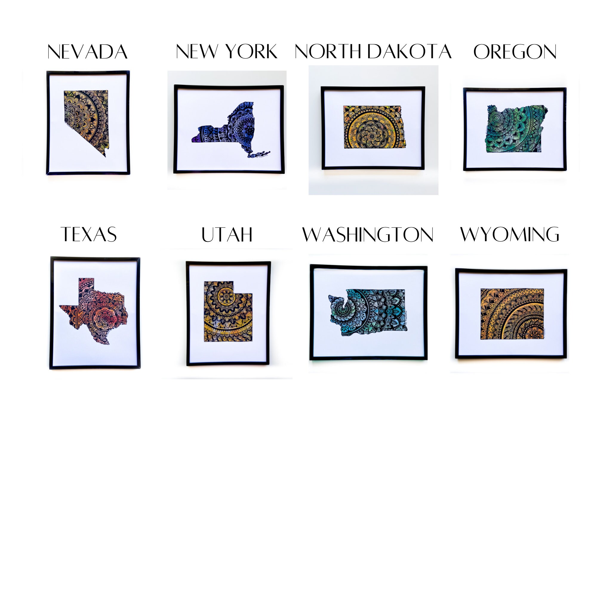 State Wall Art Set of 2 Art Print Bundle State Prints Etsy