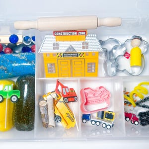 Construction Play Dough Kit, Construction Playdoh, Construction Sensory, Truck Play Dough, Truck Playdoh, Boy Gift, Trucks Sensory, Birthday