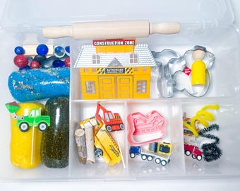 Construction Play Dough Kit, Construction Playdoh, Construction Sensory, Truck Play Dough, Truck Playdoh, Boy Gift, Trucks Sensory, Birthday