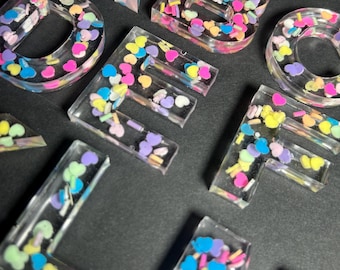 Valentine Resin Alphabet Letters, Heart Resin Letters, Resin Numbers, Alphabet Letters, Glitter Letters, Resin Toy, Alphabet Toy, Education