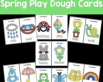 Spring Play Dough Cards, Spring Play Dough Mats, Spring Play Dough, Play Dough Activity, Play Dough Printable, Spring Play Dough Printable