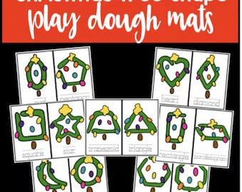 Christmas Tree Shape Play Dough Cards, Christmas Tree Play Dough Cards, Christmas Tree Shapes, Fine Motor Activity, Printable, Preschool
