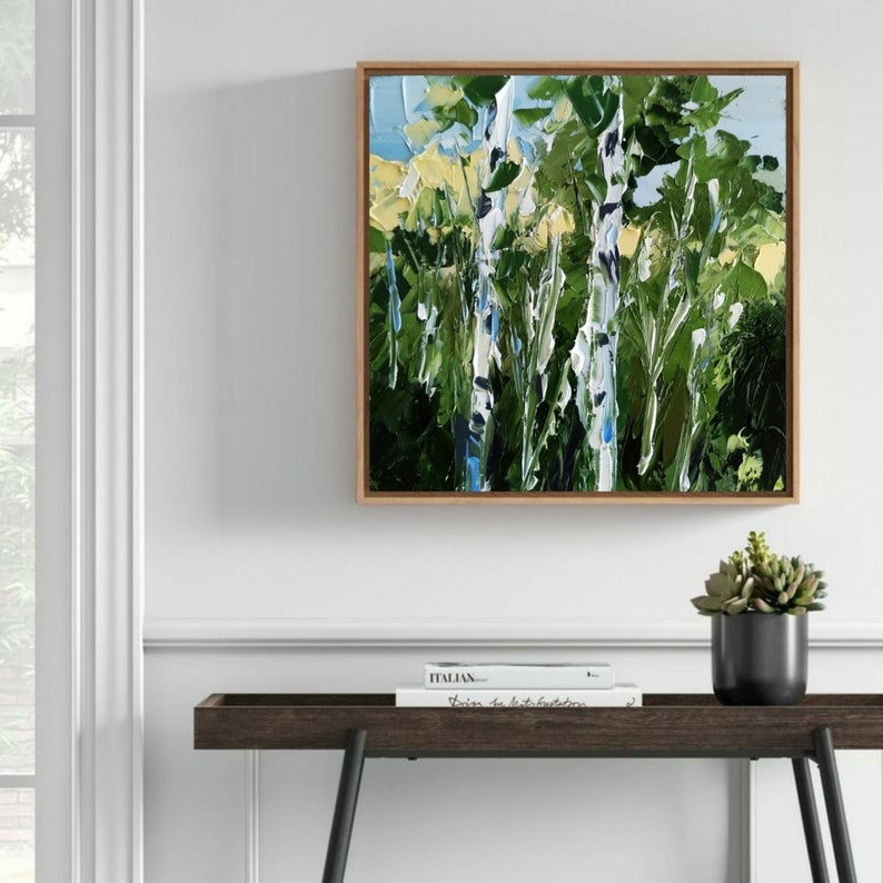 Birch Tree Painting Aspen Tree Art Birch Tree Canvas Painting shops Birch Trees Artwork Abstract Birch Trees Original OIL Painting
