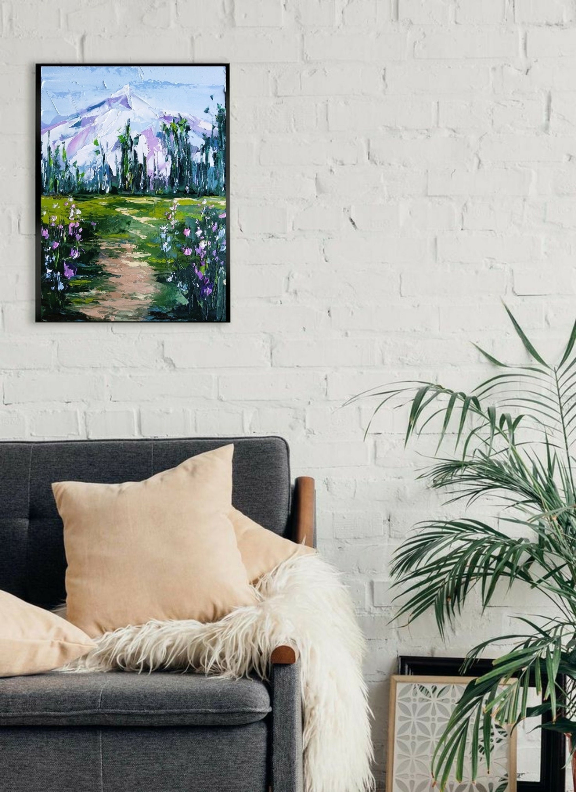 Rocky Mountain Painting Colorado Mountain Art Wildflower Etsy