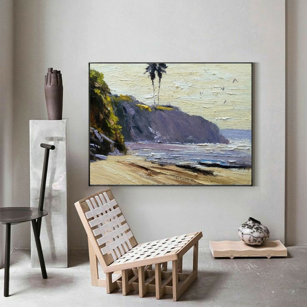 Large Beach Wall Art California Coast Art Palm Tree Wall Art Etsy
