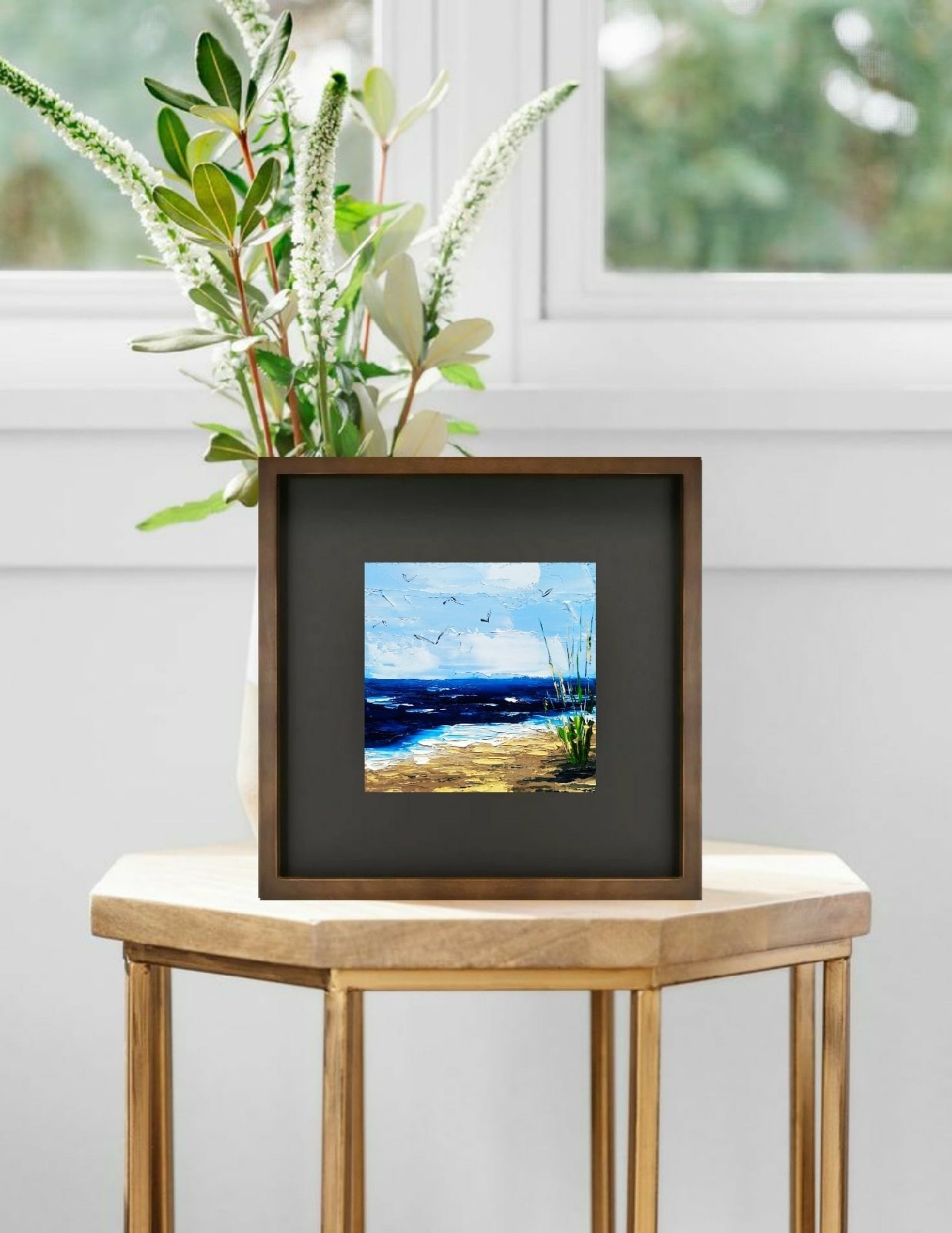 Beach Grasses Painting Coastal Wall Art 4x4 Beach Landscape Miniature
