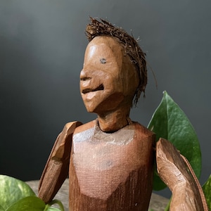 Unique Wooden PUPPET ~ Carved Sculpture by Olga Gomez