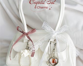 Juego de llaveros para carteras, mochilas, bolsos o billeteras / 6 dijes / Versión de juego de Cupido
