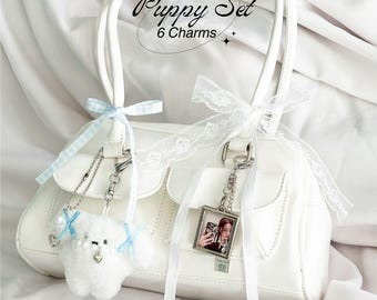 Juego de llaveros para carteras, mochilas, bolsos o billeteras / 6 dijes / Versión de juego de cachorros