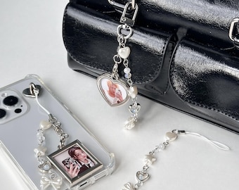Llavero con dije personalizable / Llavero con forma de corazón, lazo y estrella / Accesorios con dije para bolso, cartera, teléfono, regalo