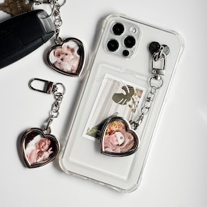 CUSTOM Photo Heart Keychain |Personalized Picture Keychain, Valentine&#39;s Day, Family, Pets, Babies, Celebrities, Christmas, Anniversary Gift|