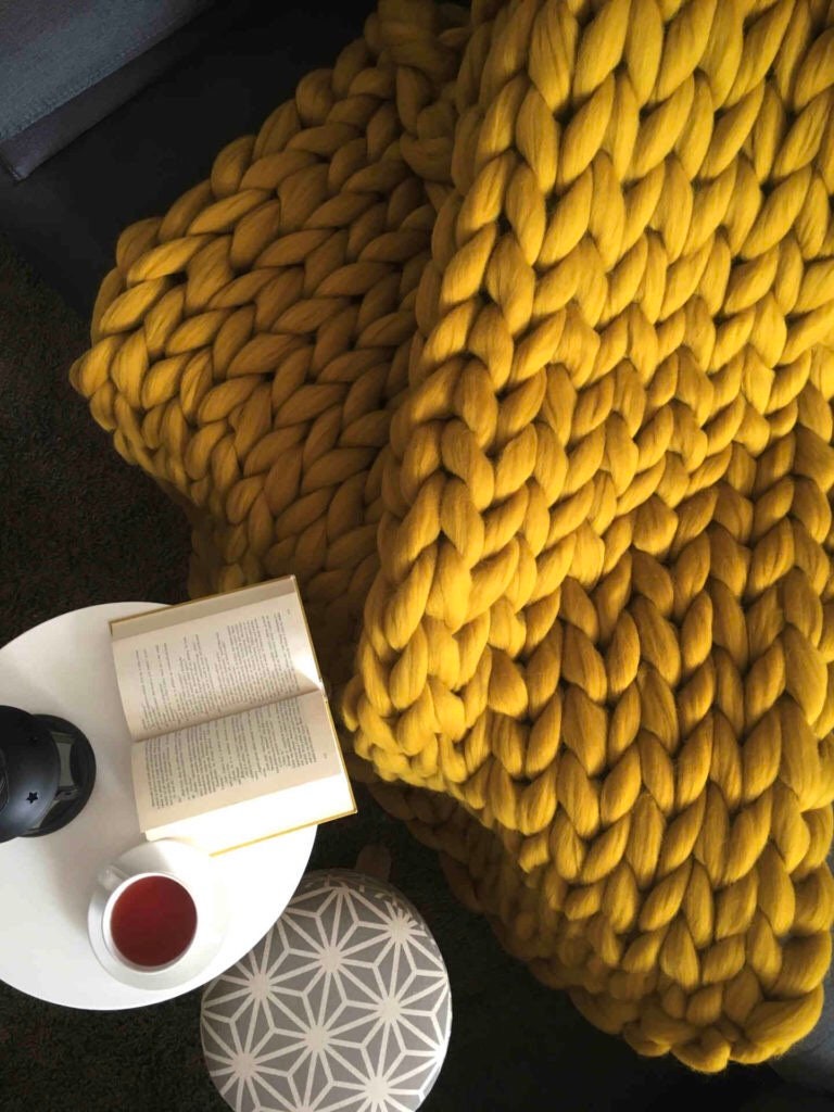Mustard chunky knit throw blanket mustard chunky throw blanket Etsy