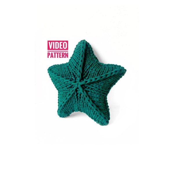 PATTERN star pillow pattern pillow knit video pattern pillow crochet pattern independence day pillow Christmas gift grandma