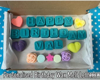 Lettres de cire fondantes d'anniversaire personnalisées Fondants de cire de soja : coffret cadeau prénom, cadeaux faits main