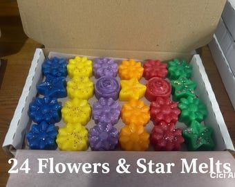 Wax Melts Flowers & Star Shaped Soy Wax Melts Box, Scented Wax Cubes, Christmas Gift