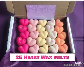 25 Scented Heart Wax Melts Gift Box: Handmade Soy Wax Aromatherapy