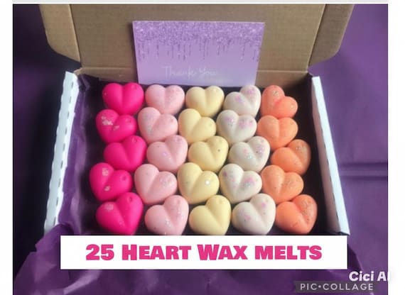 25 Scented Heart Wax Melts Gift Box: Handmade Soy Wax Aromatherapy