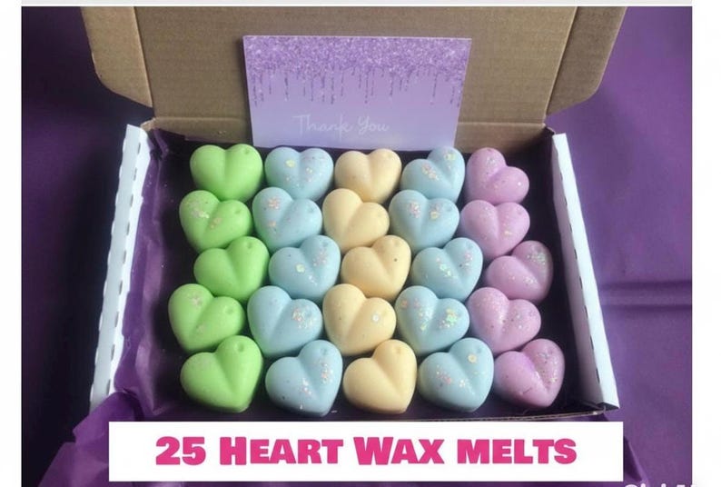 25 Scented Heart Wax Melts Gift Box: Handmade Soy Wax Aromatherapy image 19