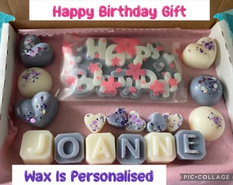 Happy Birthday Wax Melts Gift, Personal Wax Melt Gift, You choose Names and Numbers, Personalized Gift, Soy Wax-Various Scents