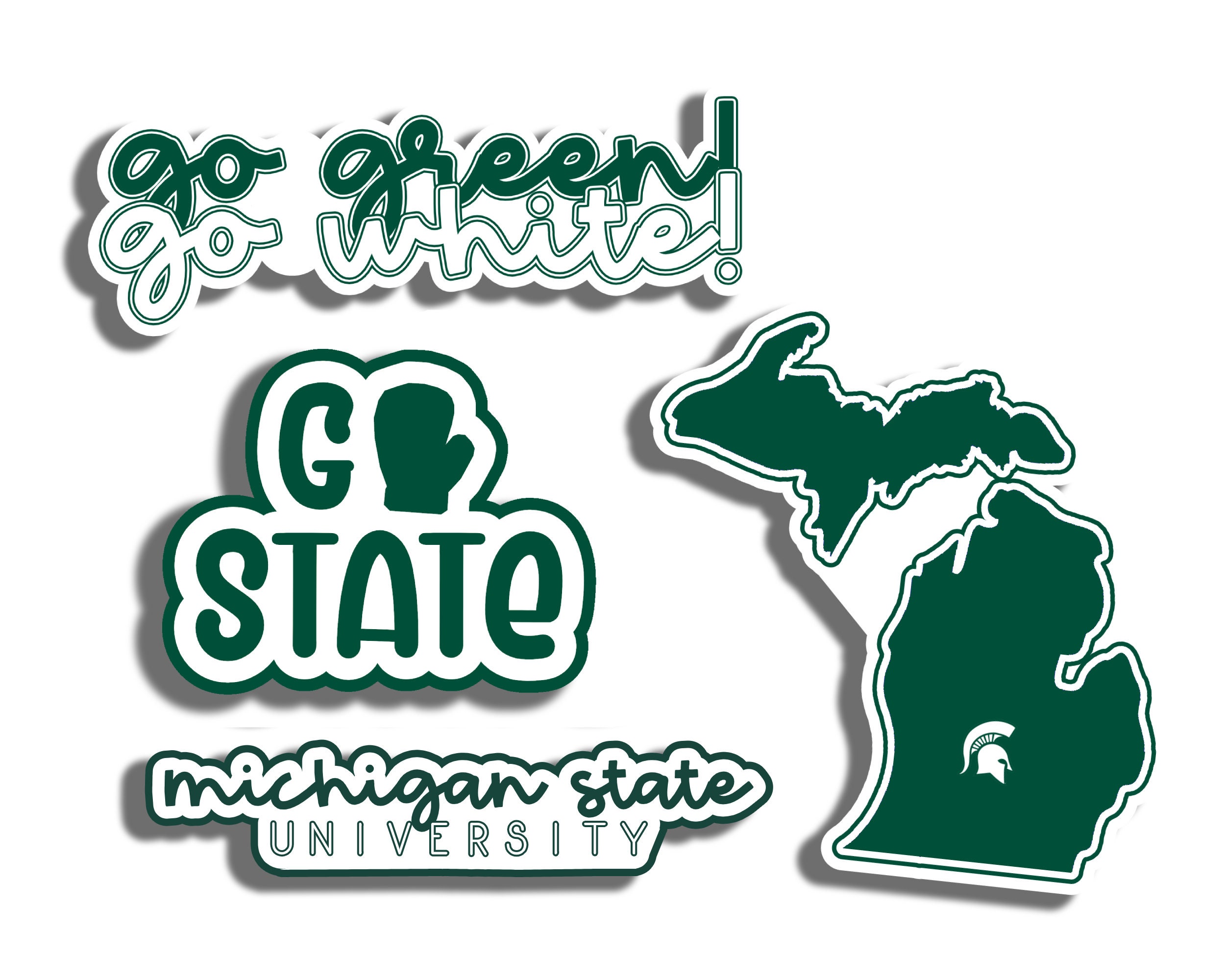 Michigan State University Sticker Pack Msu Spartans Go Etsy