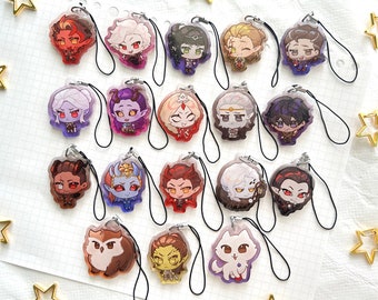 baldur's gate 3 phone charms (1.5" glitter epoxy) | astarion, raphael, gortash, kar'niss, karlach, cazador, gale, halsin