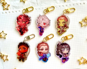 baldur's gate 3 companion charms (2.5" glitter epoxy) - astarion, shadowheart, karlach, lae'zel, gale, wyll