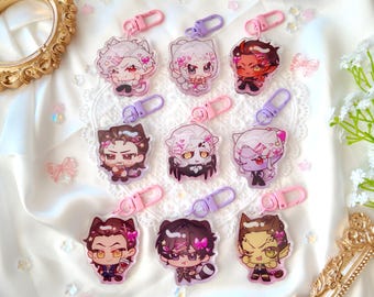baldur's gate 3 cutie charms (2" gradient acrylic) | astarion, raphael, gortash, kar'niss, karlach, gale, minthara, shadowheart