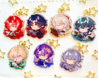 honkai: star rail charms (2.5&quot; glitter epoxy) - jingyuan, danheng, blade, dr ratio, aventurine, argenti, sunday hsr