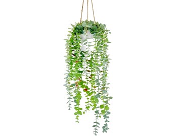 Eucalipto artificial colgante - Planta de interior - Planta colgante de imitación - Planta artificial realista - Planta colgante de interior - Planta colgante realista