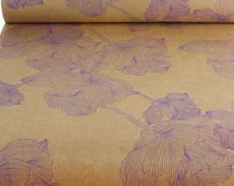 Floral lila Kraftpapier, Geschenkpapier, umweltfreundliches Kraftpapier, 100% recycelt und recycelbar, Luxus-Geburtstagsgeschenkverpackung