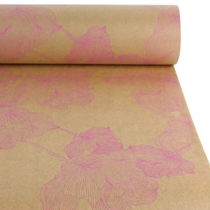 Carta da regalo Kraft rosa floreale, carta da regalo, carta da regalo ecologica, riciclata e riciclabile al 100%, carta da regalo di compleanno di lusso