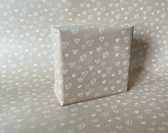 White Hearts Gift Wrapping Paper, Eco Friendly Sustainable Kraft Gift Wrapping Paper, 100% Recycled & Recyclable, Luxury Hearts Gift Wrap