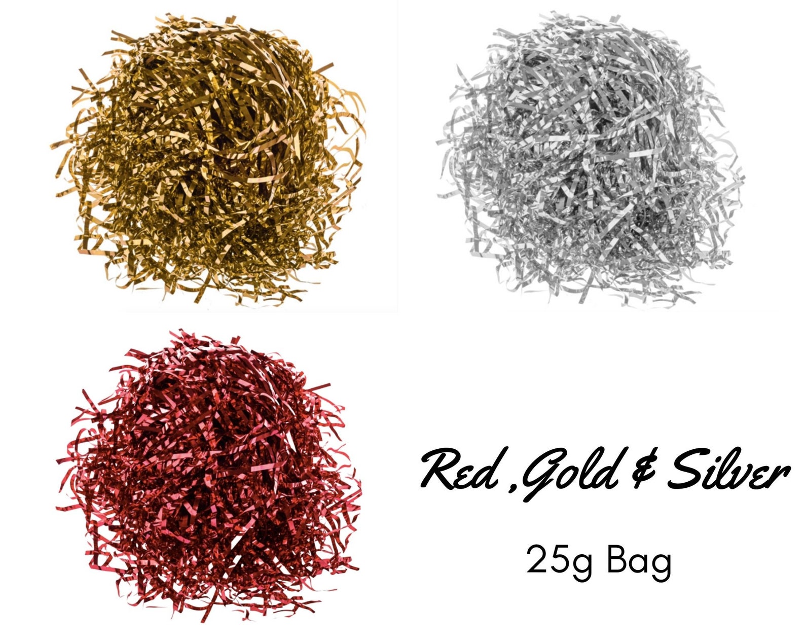 Red Shredded Metallic Paper Gold Shredded Metallic Paper | Etsy