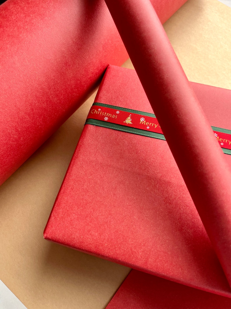 Matt Red Kraft Wrapping Paper, Sustainable Eco Friendly Kraft Paper, 100% Recycled & Recyclable, Luxury Sustainable Birthday Gift Wrap image 10