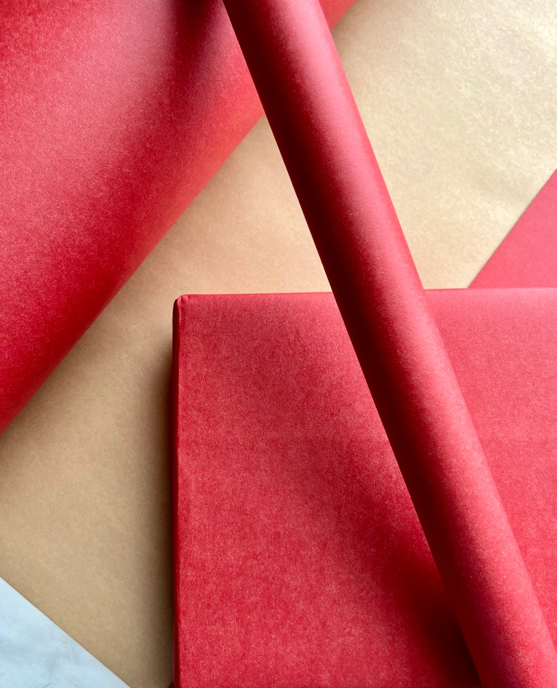 Matt Red Kraft Wrapping Paper, Sustainable Eco Friendly Kraft Paper, 100% Recycled & Recyclable, Luxury Sustainable Birthday Gift Wrap image 9