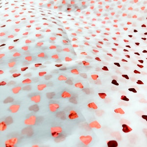 Tissue Paper Red Foil Heart Printed Sheets, Wedding, Birthday Special Occasions Gift Wrapping Paper, Eco Friendly Gift Wrap.