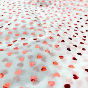 Tissue Paper Red Foil Heart Printed Sheets, Wedding, Birthday Special Occasions Gift Wrapping Paper, Eco Friendly Gift Wrap.