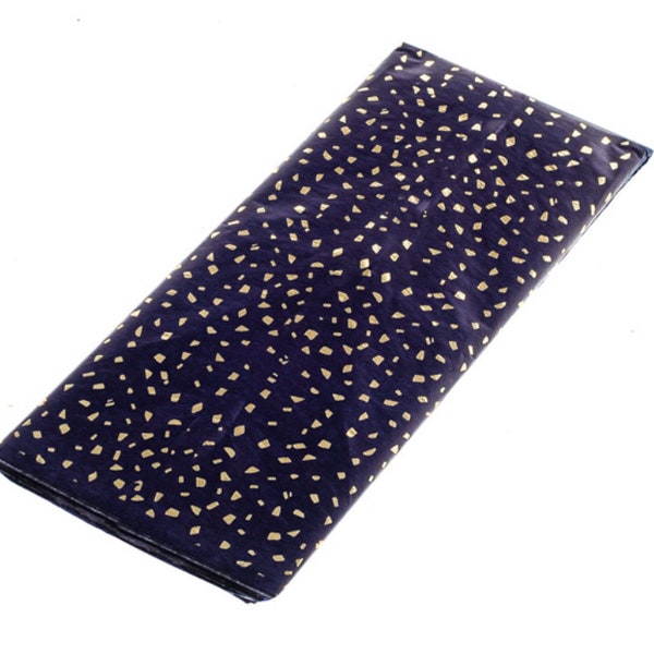 Midnight Blue Gold Speckle Luxury Tissue Paper Sheets, Perfect For Christmas Day Gift Wrapping. High Quality Recycled Tissue Paper