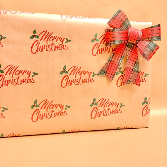 Merry Christmas Wrapping Paper, Eco Friendly, 100% Recycled & Recyclable,  Xmas Gift Wrapping Paper, Luxury Christmas Gift Wrap Paper 