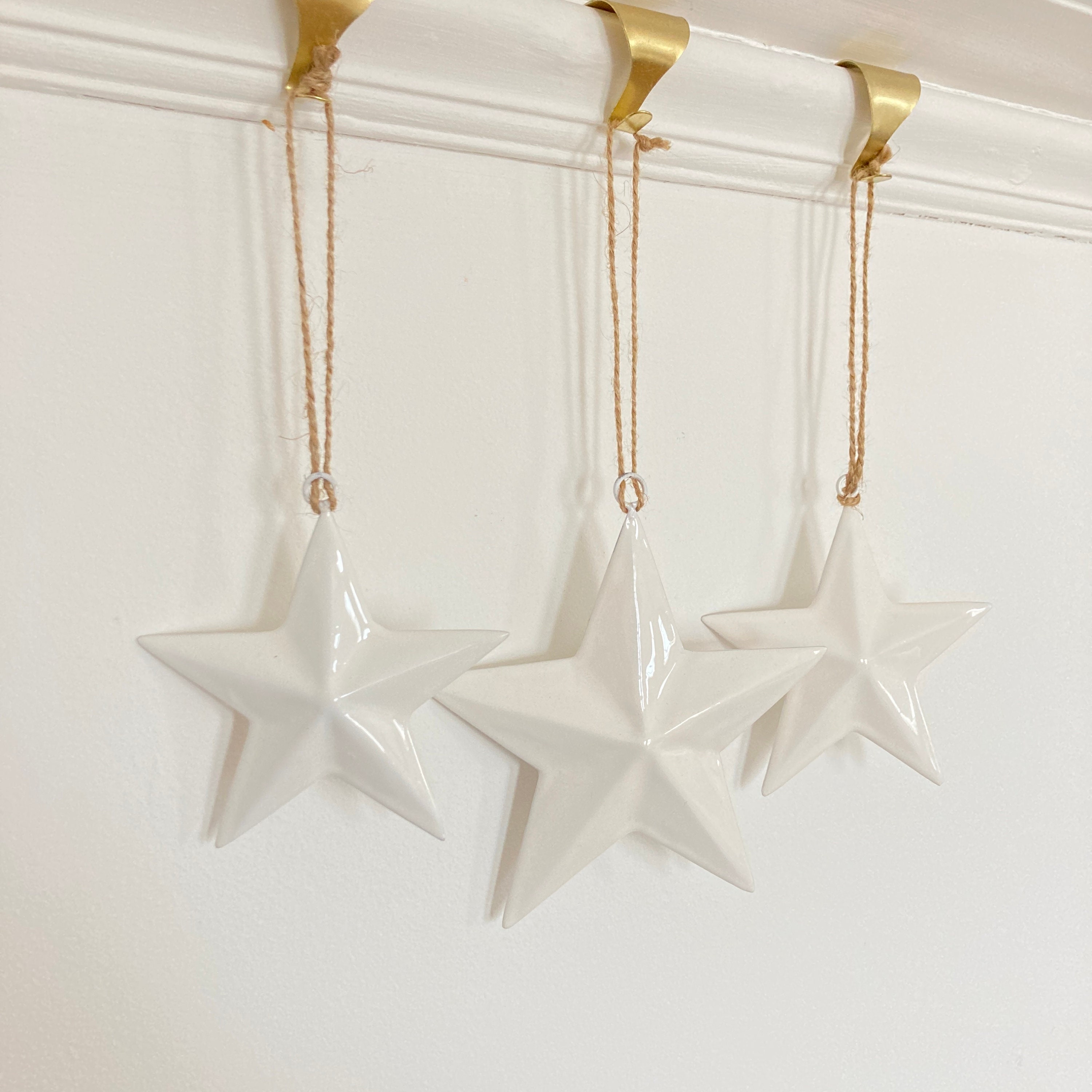 A Classic & Elegant Set of 3 Hanging White Enamel Christmas - Etsy