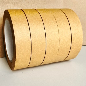 Rolos 5x10x20 25 mm Fita adesiva de papel Kraft ecológico - Fita ecológica 25 mm x 50 metros - Fita de embalagem Kraft - Fita ecológica para encomendas