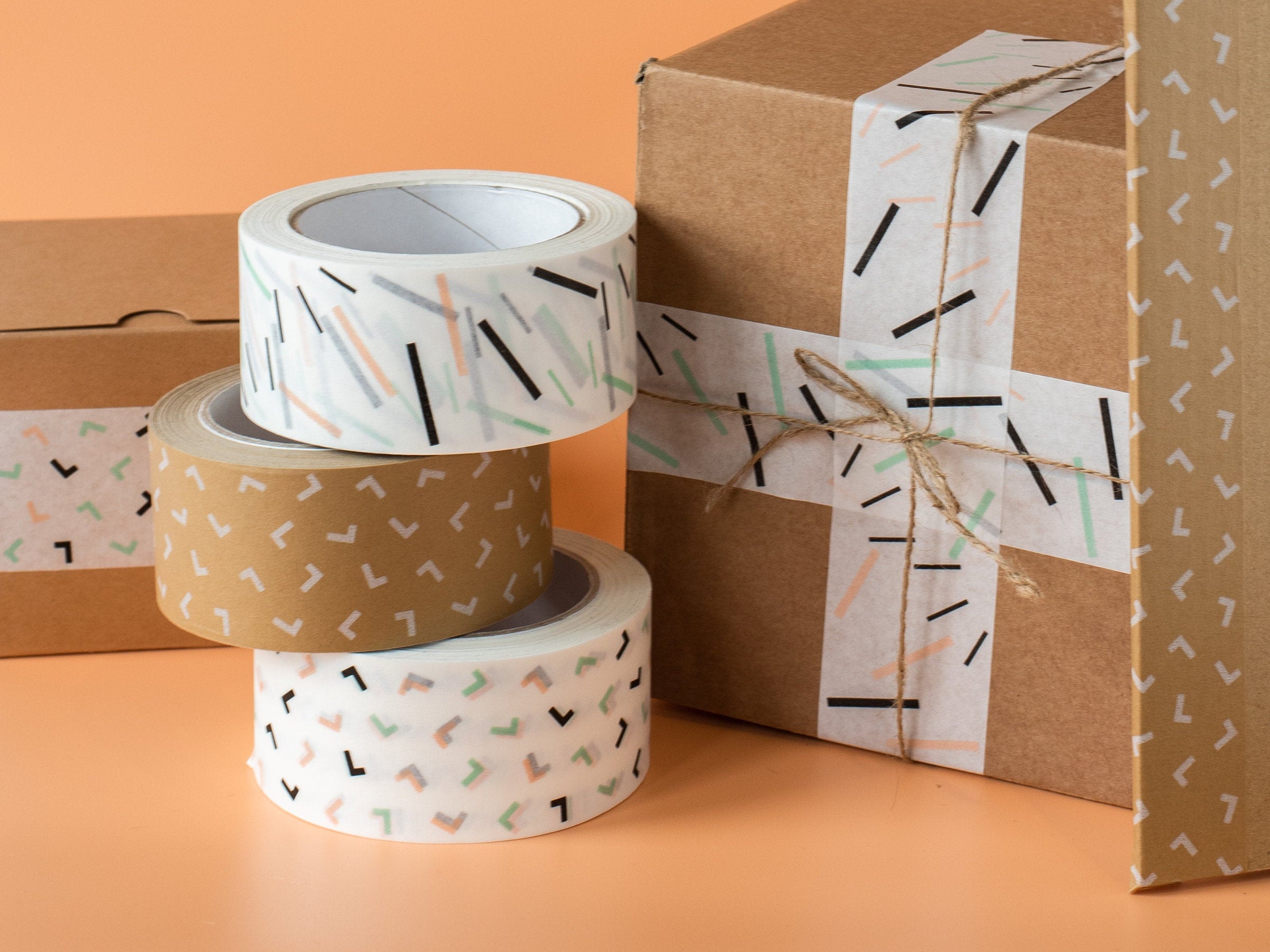 2 Kraft Packing Tapesdesigner Printed Taperecycled Packaging Etsy