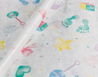 5 x Sheets New Born Baby Tissue Paper Gift Wrap, Baby Wrapping Paper, Christening Baby Showers Mum To Be Luxury Baby Gift Wrap. Luxury Paper