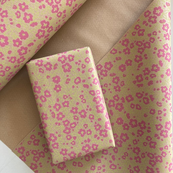 Fancy Floral Kraft Wrapping Paper, Gift Wrapping Paper,eco Friendly Kraft  Paper,100% Recycled & Recyclable, Luxury Birthday Gift Wrap 