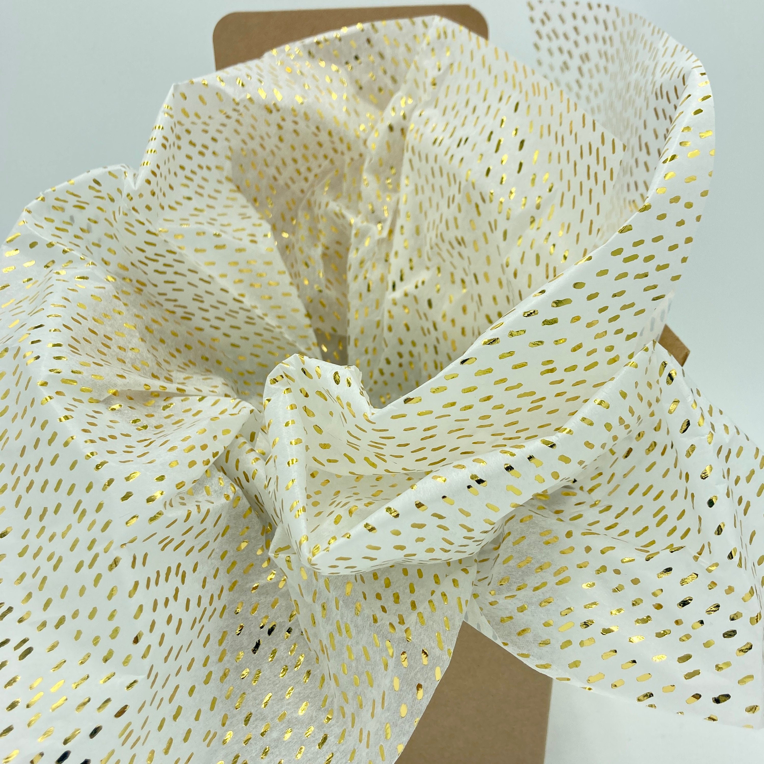 Shiny Gold Foil On White Tissue Paper Luxury Elegant Tissue Etsy