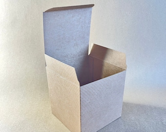 Caja de 10x10x10, Caja de papel Kraft rayado, Caja de cartón de 10cm x 10cm x 10cm, Caja de regalo ecológica Caja de favores de regalo de papel Kraft, 100% reciclado.