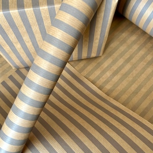 Carta da regalo a righe grigie, Natale, compleanno, ecologica, 100% riciclata e riciclabile, carta da regalo a righe in carta kraft di lusso