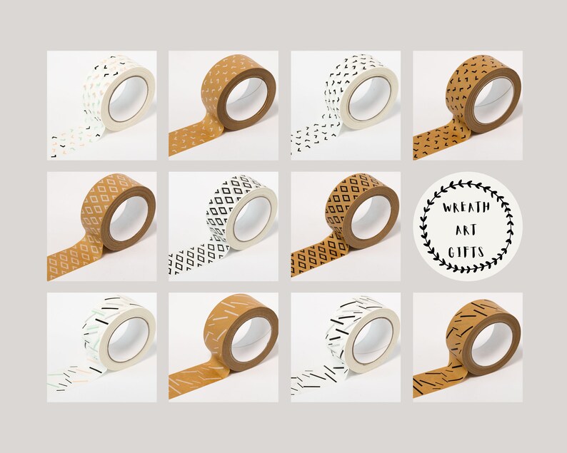 4 Kraft Packing Tapes-designer Printed Tape-recycled Packaging - Etsy UK